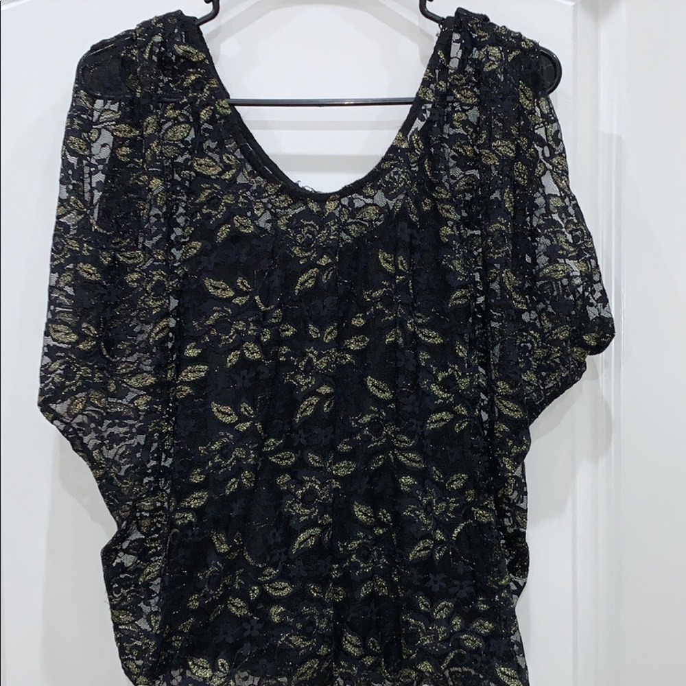 Black/ Gold Mesh Blouse
